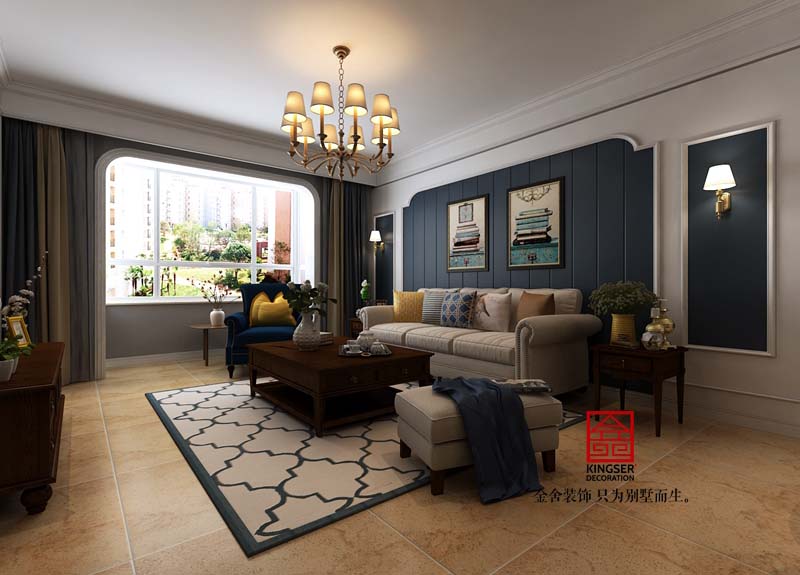 瀚唐二期139平米美式風格裝修效果圖