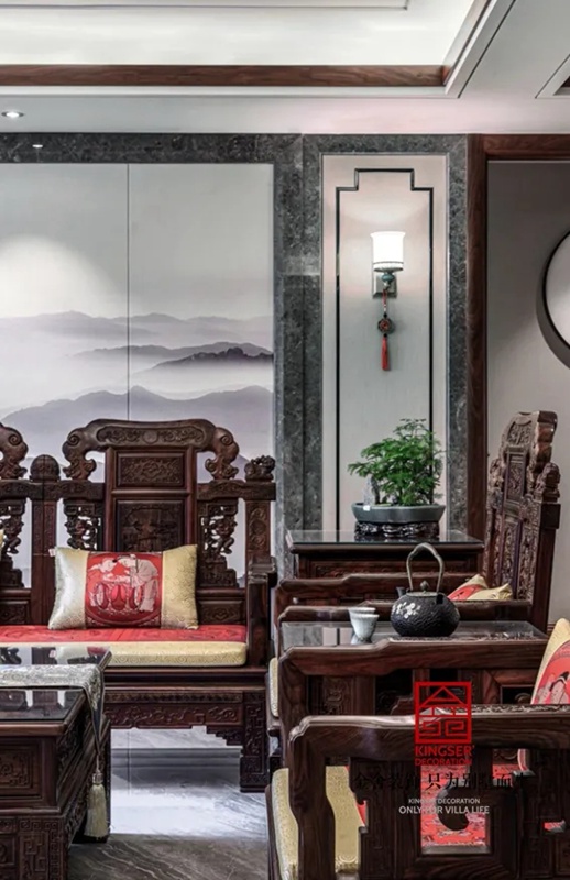 天山國賓壹號188平米新中式風(fēng)格裝修實景