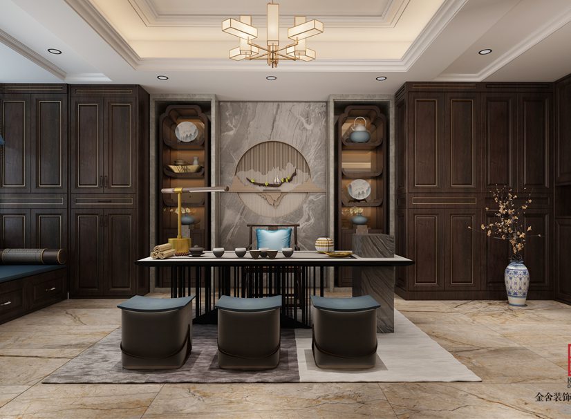 深州國賓壹號200平米裝修-美式風格-書房