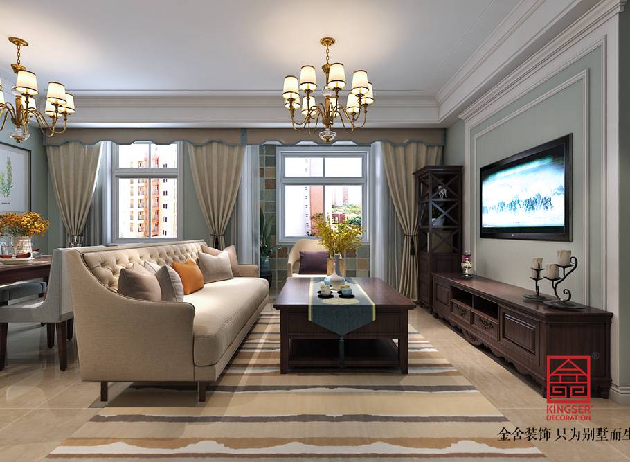 國賓壹號108平米美式風格裝修效果圖