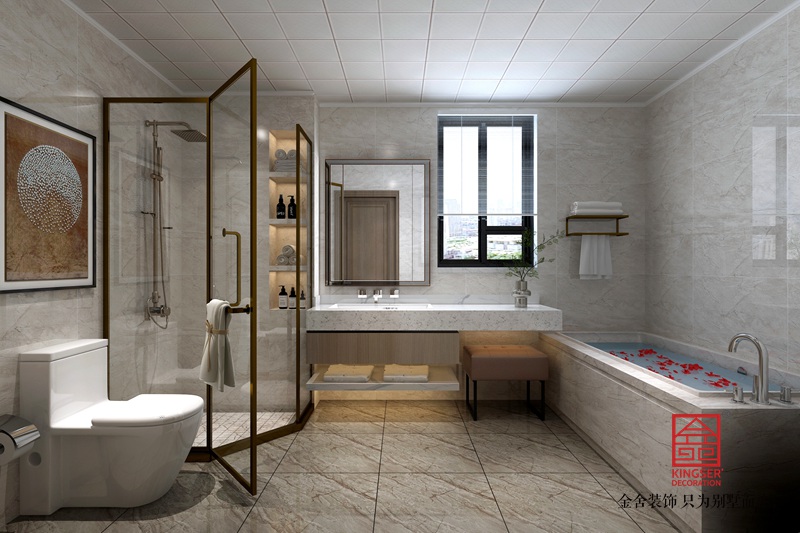 龍湖天宸原著210平米裝修-新中式風格-衛生間