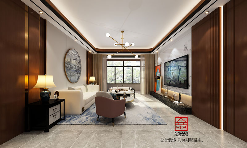 融創中心217㎡新中式風格客廳效果圖