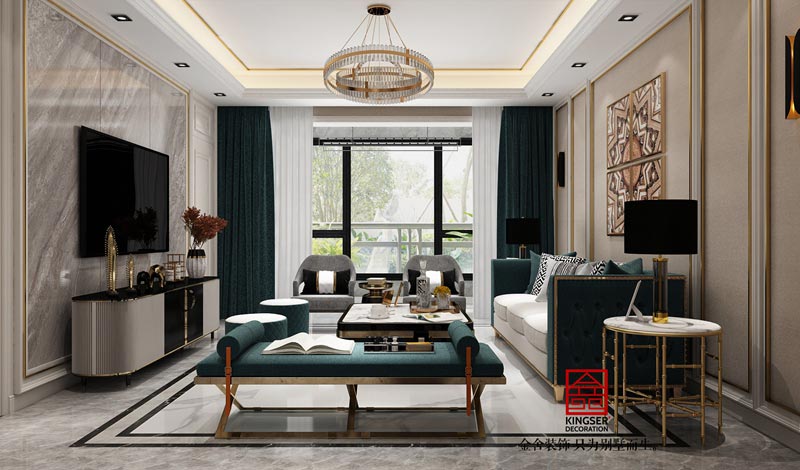 融創(chuàng)中心180平米美式輕奢風格裝修設(shè)計