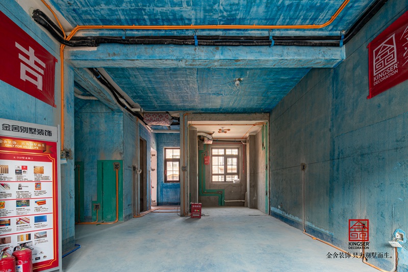 西山林語別墅裝修水電階段施工現場