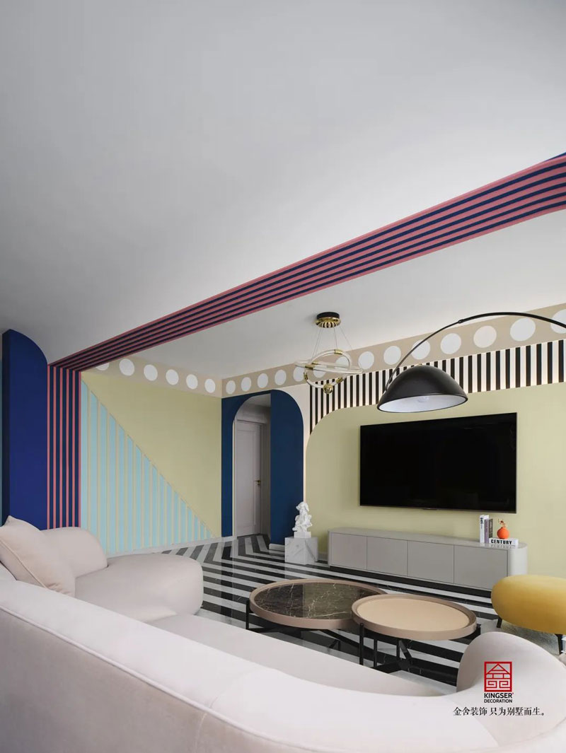 秀水名邸120㎡孟菲斯風格裝修設計