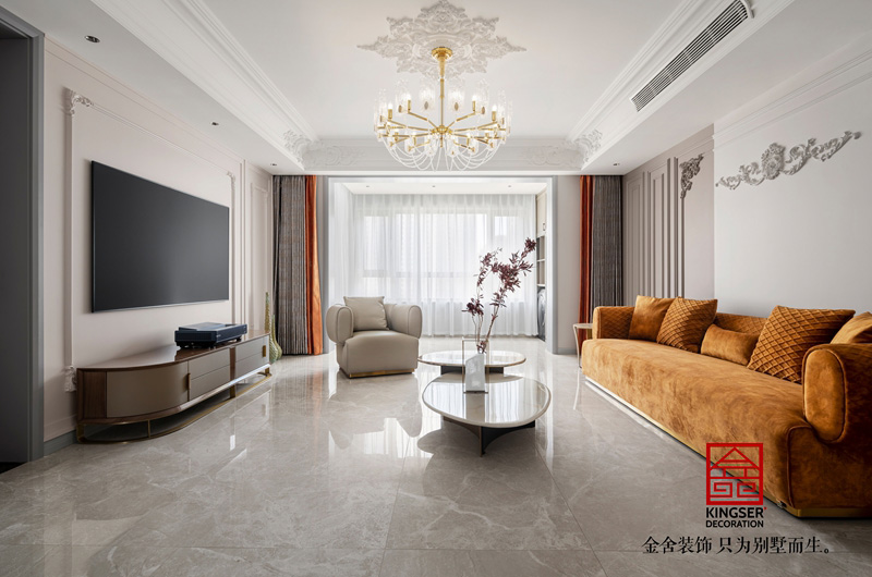 東南智匯城法式輕奢客廳裝修實景圖