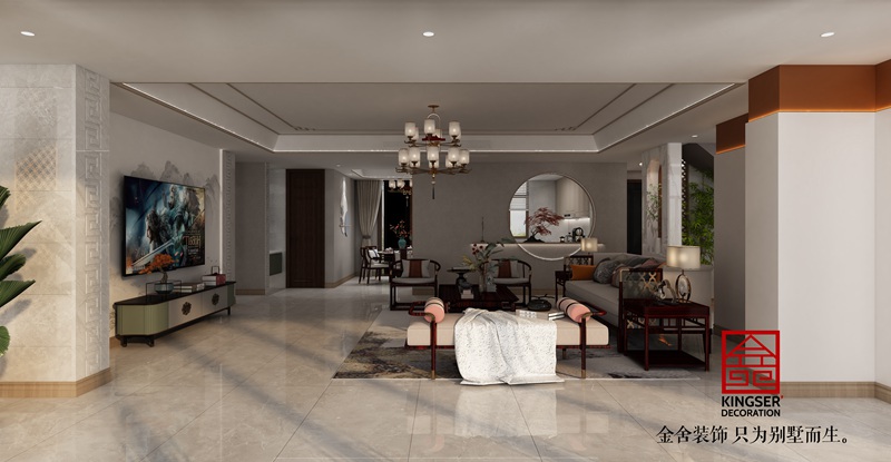 邢臺皓順府370平新中式風(fēng)格別墅裝修效果圖