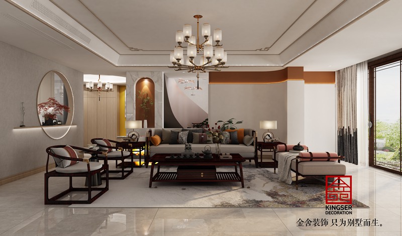 邢臺皓順府370平新中式風(fēng)格別墅裝修效果圖